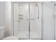 Shower stall with glass door, convenient shelving, and accessible grab bar at 36414 Well Hill Way, Zephyrhills, FL 33541