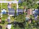 Bird's-eye view of the neighborhood, with houses, pools, and lush greenery at 4009 S Renellie Dr, Tampa, FL 33611