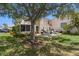 Scenic backyard featuring a large tree that offers ample shade over the outdoor living space at 4214 Harbor House Dr, Tampa, FL 33615