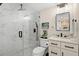 Modern bathroom featuring a tiled walk-in shower and contemporary vanity at 4214 Harbor House Dr, Tampa, FL 33615