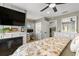 Bright main bedroom with an electric fireplace and convenient workspace at 4214 Harbor House Dr, Tampa, FL 33615