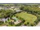 Aerial view of community recreational area with a basketball court, playground and picnic shelter at 4716 Butler National Dr, Wesley Chapel, FL 33543