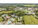 Aerial view highlights community amenities including pool, clubhouse, tennis courts, playground, and pond at 4716 Butler National Dr, Wesley Chapel, FL 33543