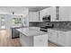 Modern kitchen with stainless steel appliances, a center island, and white cabinetry at 5703 N 20Th St, Tampa, FL 33610
