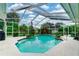 Sparkling pool area with a screened enclosure surrounded by lush landscaping at 9116 Woodridge Run Dr, Tampa, FL 33647