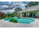 Sparkling pool with a screened enclosure and patio seating at 9116 Woodridge Run Dr, Tampa, FL 33647
