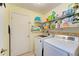 Functional laundry room with modern washer and dryer and plenty of storage space at 1857 N San Mateo Dr, North Port, FL 34288