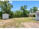 Backyard featuring a shed for storage, a covered patio, and plenty of green space for outdoor activities at 1213 W Camellia Dr, Brandon, FL 33510