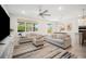 Open-concept living space with stylish furnishings, large windows, and access to the dining area at 13157 Peachleaf Ave, Riverview, FL 33579