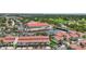 Scenic aerial showcasing townhouses with private boat slips and easy access to the water at 2363 Hanover Dr, Dunedin, FL 34698