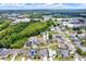 Expansive aerial view of a residential neighborhood with lush greenery and a scenic lake in the background at 23917 Pow Wow Dr, Lutz, FL 33559