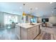 Open concept kitchen with large island, stainless steel appliances and casual seating and adjacent dining area at 3144 Mountain Spruce Ter, Wesley Chapel, FL 33543