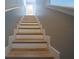 Wooden stairs with white risers and gray walls with white trim leads to the upper level of the home at 346 Gray Oak Dr, Tarpon Springs, FL 34689