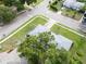 Aerial view of home, located on a corner lot in a quiet residential neighborhood at 410 N Corona Ave, Clearwater, FL 33765
