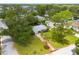 Aerial view of a home with mature landscaping and a long driveway leading to the street at 5700 Pacific N St, St Petersburg, FL 33703