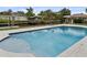 Inviting pool with a serene waterfront view and charming dolphin tile accents for a relaxing experience at 648 Geneva Pl, Tampa, FL 33606