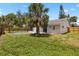 View of backyard showcasing the pool, grassy area, and perimeter fencing at 6509 W Longboat Blvd, Tampa, FL 33615