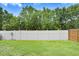 Fenced backyard with lush green grass and mature trees, providing a private and serene outdoor space at 6801 Summer Cove Dr, Riverview, FL 33578