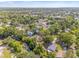An aerial view of the home, surrounded by lush trees and located on a canal in a quiet neighborhood at 6807 River Rd, Tampa, FL 33615