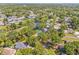 An aerial view of the property showing a tranquil waterway and residential neighborhood nestled among lush trees at 6807 River Rd, Tampa, FL 33615