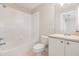 Full bathroom featuring a shower-tub combo and single vanity at 10966 Winter Crest Dr, Riverview, FL 33569
