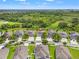 Aerial view of a well-maintained neighborhood with green lawns and mature trees at 11434 Leland Groves Dr, Riverview, FL 33579
