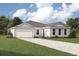 Charming single-story home with a well-manicured lawn, two-car garage, and stylish light blue and white siding at 18421 Vista Park Ter, Venice, FL 34293