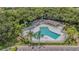 Aerial view of a community pool surrounded by lush landscaping and ample lounging space at 2957 Hickory Grove Dr, Valrico, FL 33596
