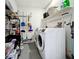 Well-organized laundry room featuring modern washer and dryer and storage shelves at 6682 Mauna Loa Blvd, Sarasota, FL 34241