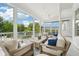 Relaxing screened porch featuring comfortable seating and a view of the pool at 8410 Kenavis Pl, Odessa, FL 33556