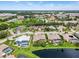 Aerial view showcasing a residential neighborhood with well-manicured lawns and scenic waterways at 8521 30Th E St, Parrish, FL 34219