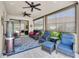 Relaxing covered patio area with comfortable seating and stylish decor at 11039 Calluna Dr, Odessa, FL 33556