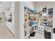 Walk-in pantry with ample shelving for organized storage of food and household items at 11039 Calluna Dr, Odessa, FL 33556