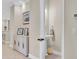 Stylish powder room with pedestal sink and decorative accents at 11039 Calluna Dr, Odessa, FL 33556