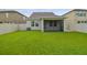 Spacious backyard with screened-in patio and lush green grass at 21284 Southern Charm Dr, Land O Lakes, FL 34637