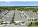 An aerial view of a well-planned community featuring many townhomes, sidewalks, and green spaces at 2432 Golden Pasture Cir, Clearwater, FL 33764