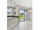 Kitchen featuring dark countertops, stainless steel appliances, and outdoor view at 2432 Golden Pasture Cir, Clearwater, FL 33764