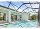 Relaxing screened-in pool area features ample seating and clear views of the beautiful outdoors at 26 Concord Dr, Dunedin, FL 34698