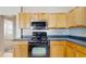 Kitchen showcasing stainless steel microwave over a gas range and maple cabinets at 2728 Abbey Grove Dr, Valrico, FL 33594