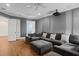 Cozy theater room with a large sectional couch, projector, and soundproofing panels for an immersive viewing experience at 534 Ladrone Ave, Tampa, FL 33606