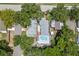 Aerial view of the property showcasing backyard pool and deck at 5611 Burlington N Ave, St Petersburg, FL 33710