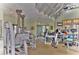Bright gym with treadmills, weight machines, and a TV for entertainment during workouts at 7244 Wild Oak Ln, Land O Lakes, FL 34637