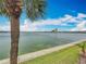 Waterfront view featuring the ocean framed by blue sky and palm trees in the distance at 7665 Sun Island Dr # 206, South Pasadena, FL 33707