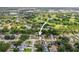 An aerial view of a well-maintained neighborhood featuring a home near lush greenery and open spaces at 8499 101St Ave, Seminole, FL 33777