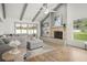 Charming living room features fireplace, vaulted ceilings, wood floors, and natural light at 8499 101St Ave, Seminole, FL 33777