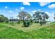 Outdoor exercise area featuring gym equipment, green turf, and a view of palm trees and the water at 1200 N Shore Ne Dr # 404, St Petersburg, FL 33701