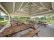 Outdoor picnic area with wooden tables under a shaded pavilion, ideal for community gatherings at 1338 Winding Willow Dr, Trinity, FL 34655