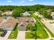 Aerial view of a residential neighborhood showcasing well-maintained homes and lush greenery at 17342 Lawn Orchid Loop, Land O Lakes, FL 34638