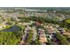 Aerial view of homes in a lakeside community, surrounded by trees and serene water features at 2043 Wrangler Dr, Brandon, FL 33511
