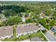 Aerial view of townhome community with mature trees and well-maintained landscaping at 2487 Golden Pasture Cir, Clearwater, FL 33764